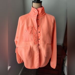 NWOT Women's Bright Coral button up fleece